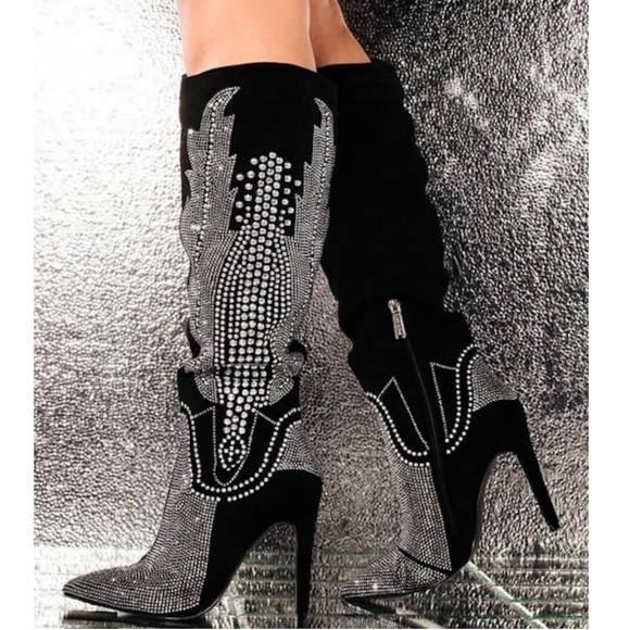 𝙇𝙖𝙨𝙩 Siz 6 💎🎥Rhinestone & Studded Boot - Picture 9 of 15